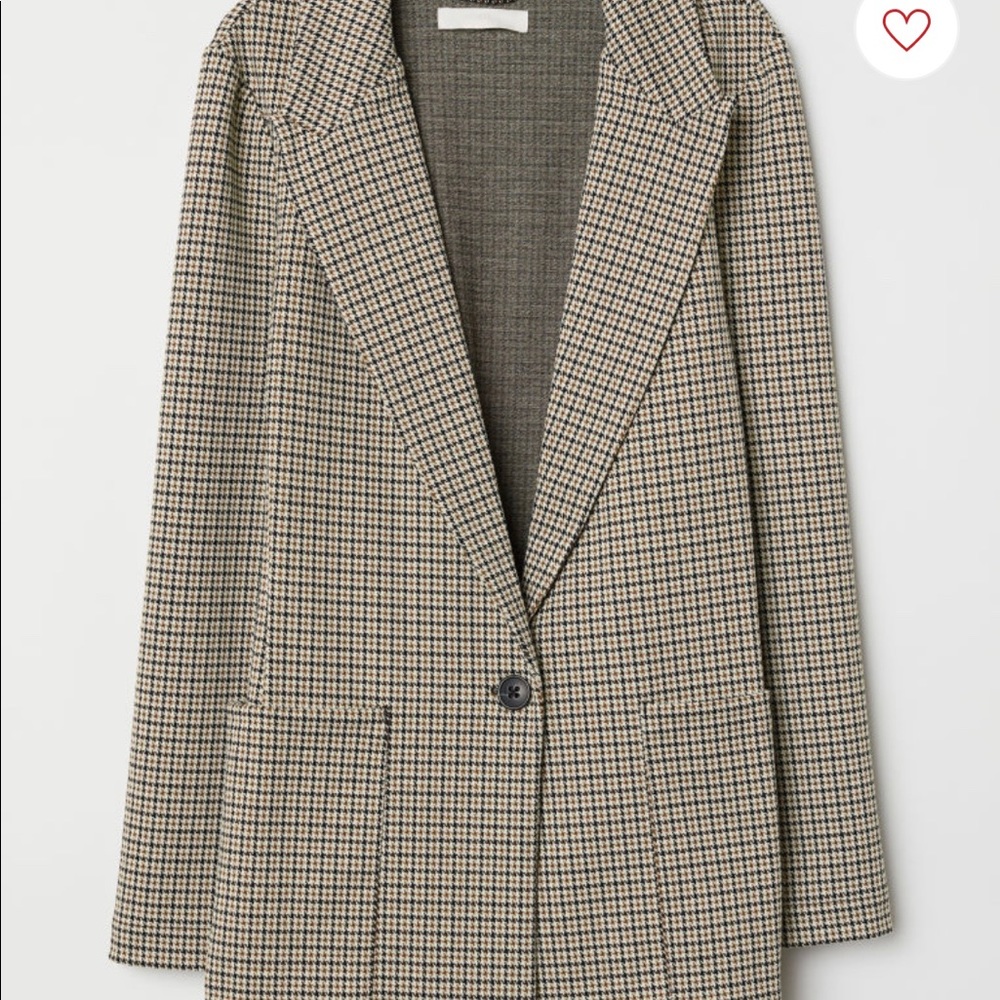 H&M Houndstooth Beige Blazer Jacket